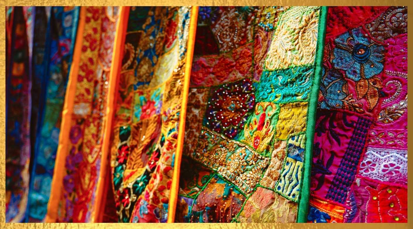 Embroidered Saree cloth, multiple colorful patterns|BuDhaBrief by BuDhaGirl