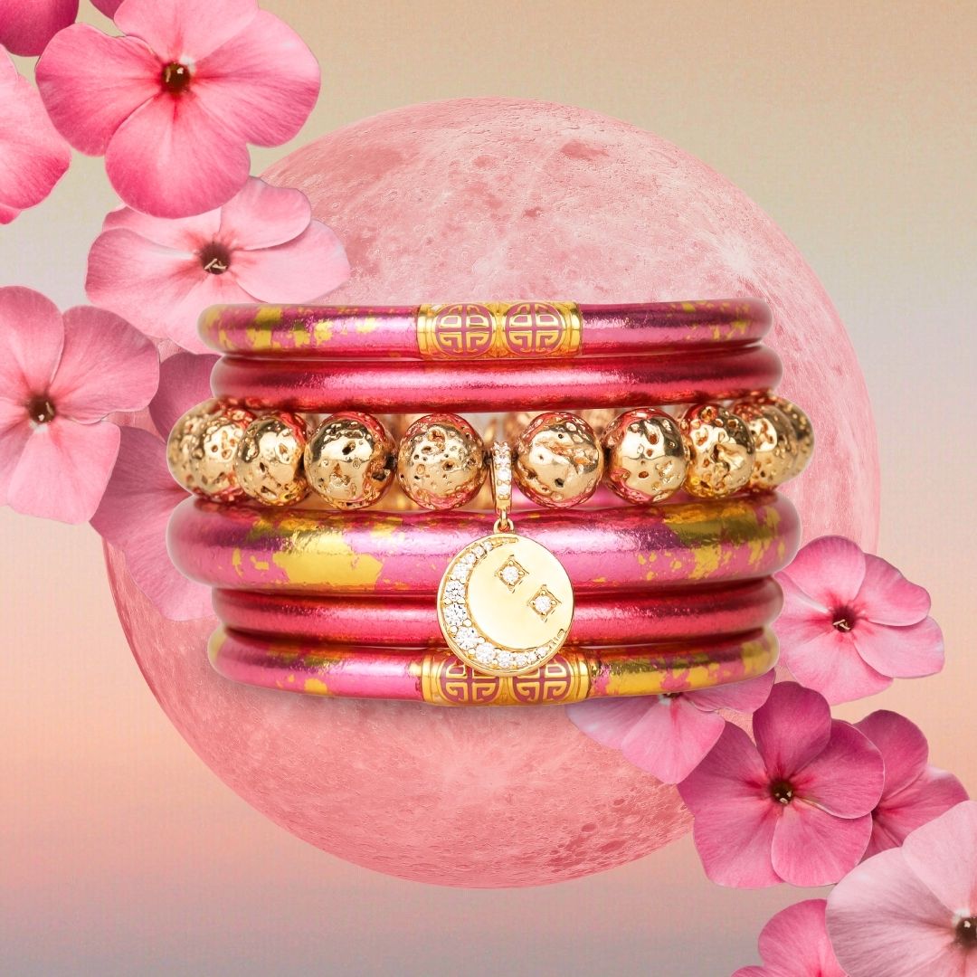 April's Full Moon Bangle Bracelet Stack - The Pink Moon Stack | BuDhaGirl
