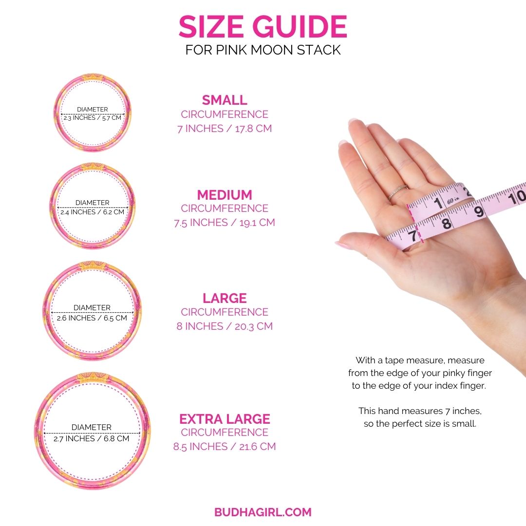 Size Guide for April's Full Moon Bangle Bracelet Stack - The Pink Moon Stack | BuDhaGirl