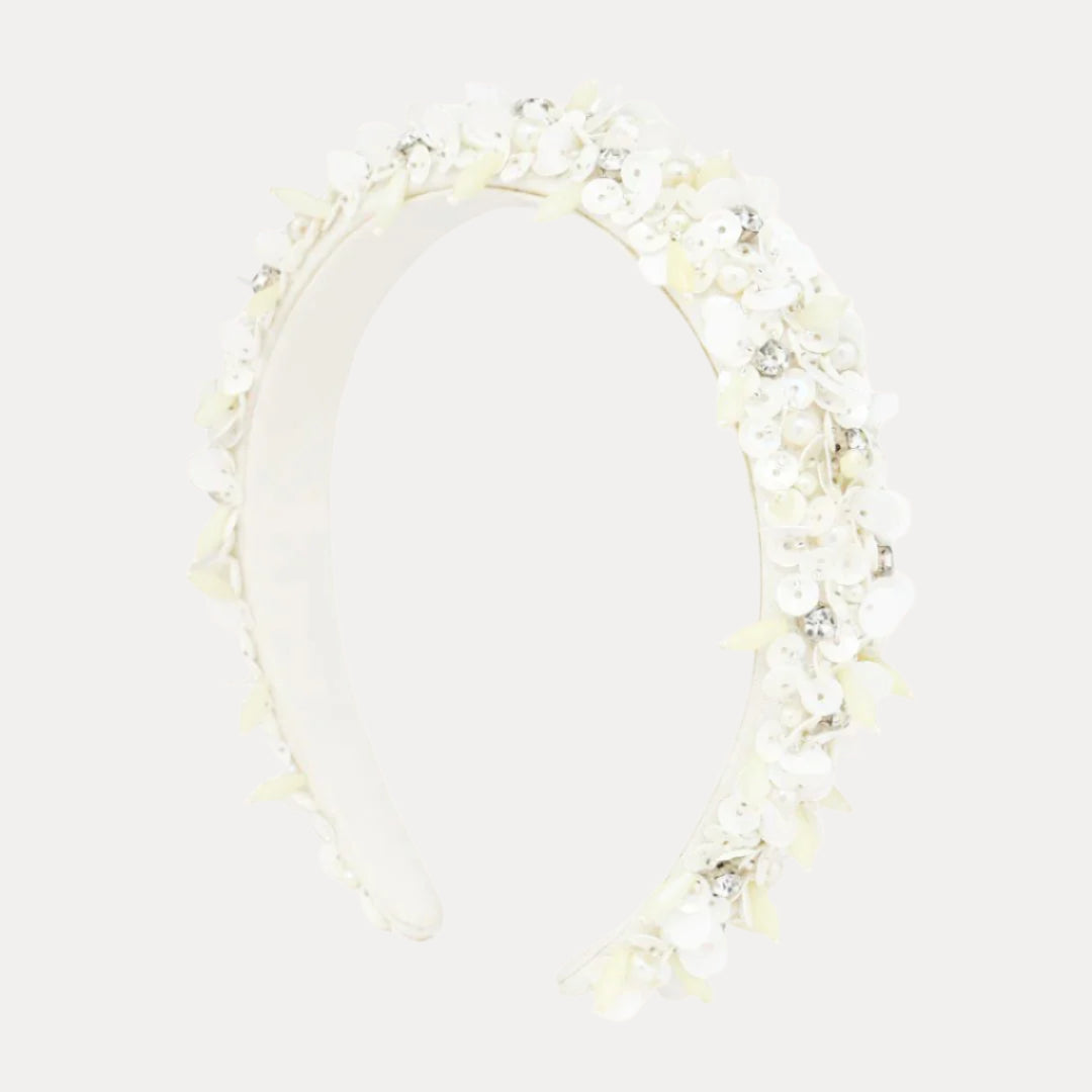 White/Silver Diva Headband: Glamorous and Comfortable Statement Piece | BuDhaGirl