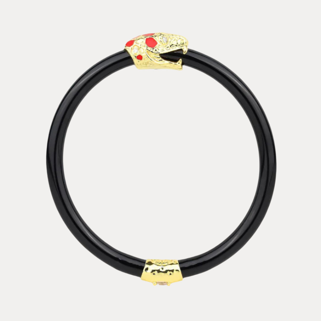 12.01.1058.01.S1,12.01.1058.01.M1,12.01.1058.01.L1,12.01.1058.01.XL1, Fauna Snake All Weather Bangle® (AWB®) - Black | BuDhaGirl