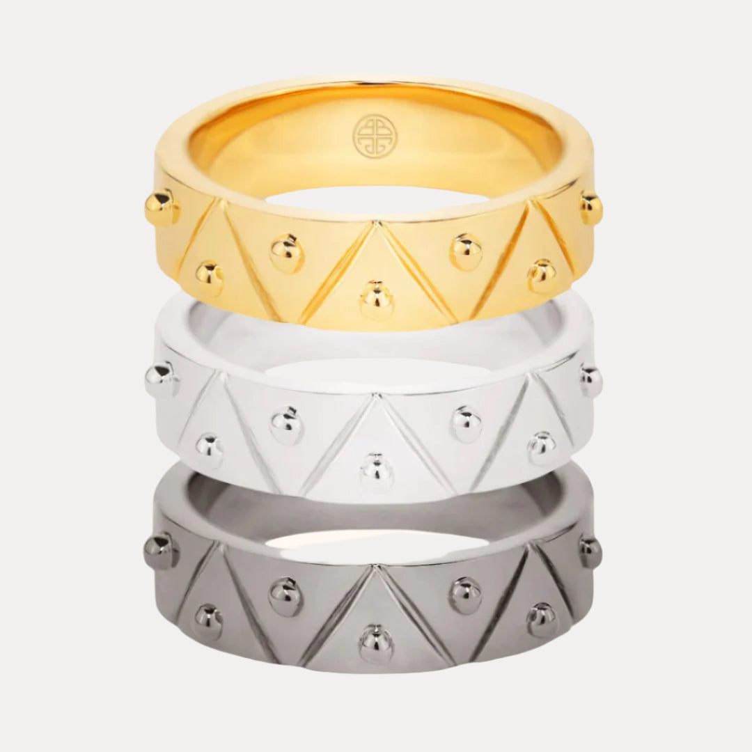 22kt Gold, Palladium Dark, and Palladium Light Gold Plated Brass "Feel" Serenity Ring for Women | BuDhaGirl