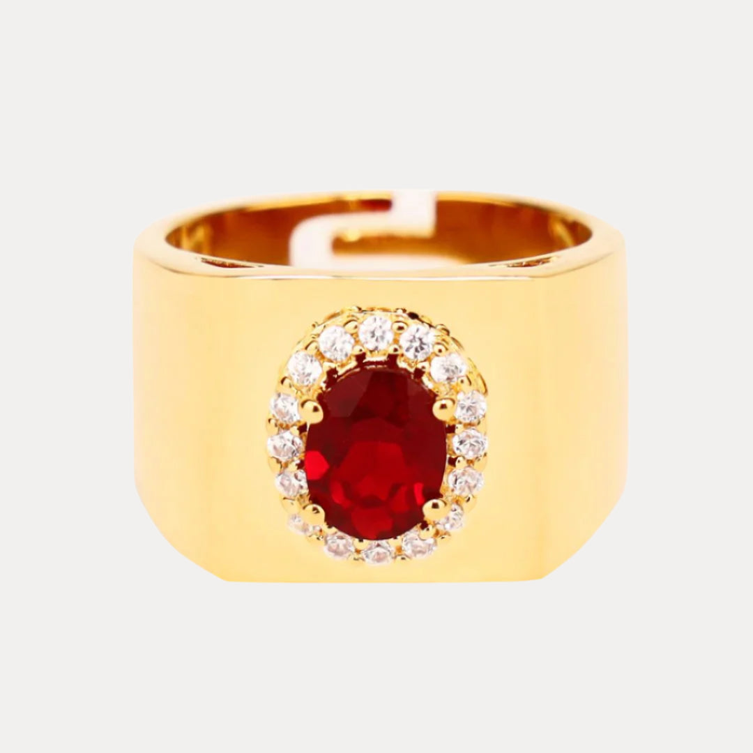 Garnet/White Gold Plated Brass Adjustable Birthday/Birthstone Rings | BuDhaGirl