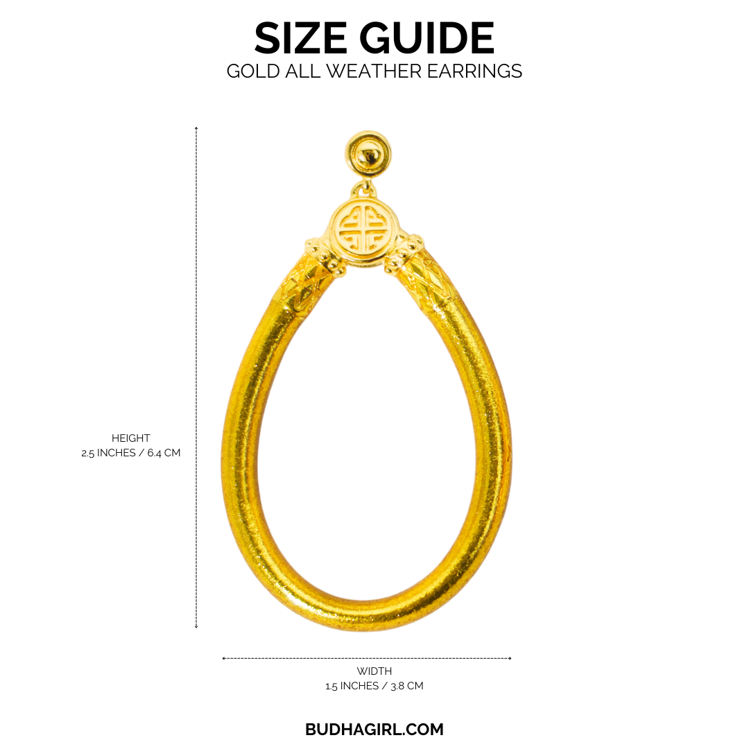 Gold All Weather Earrings Size Chart | BuDhaGirl