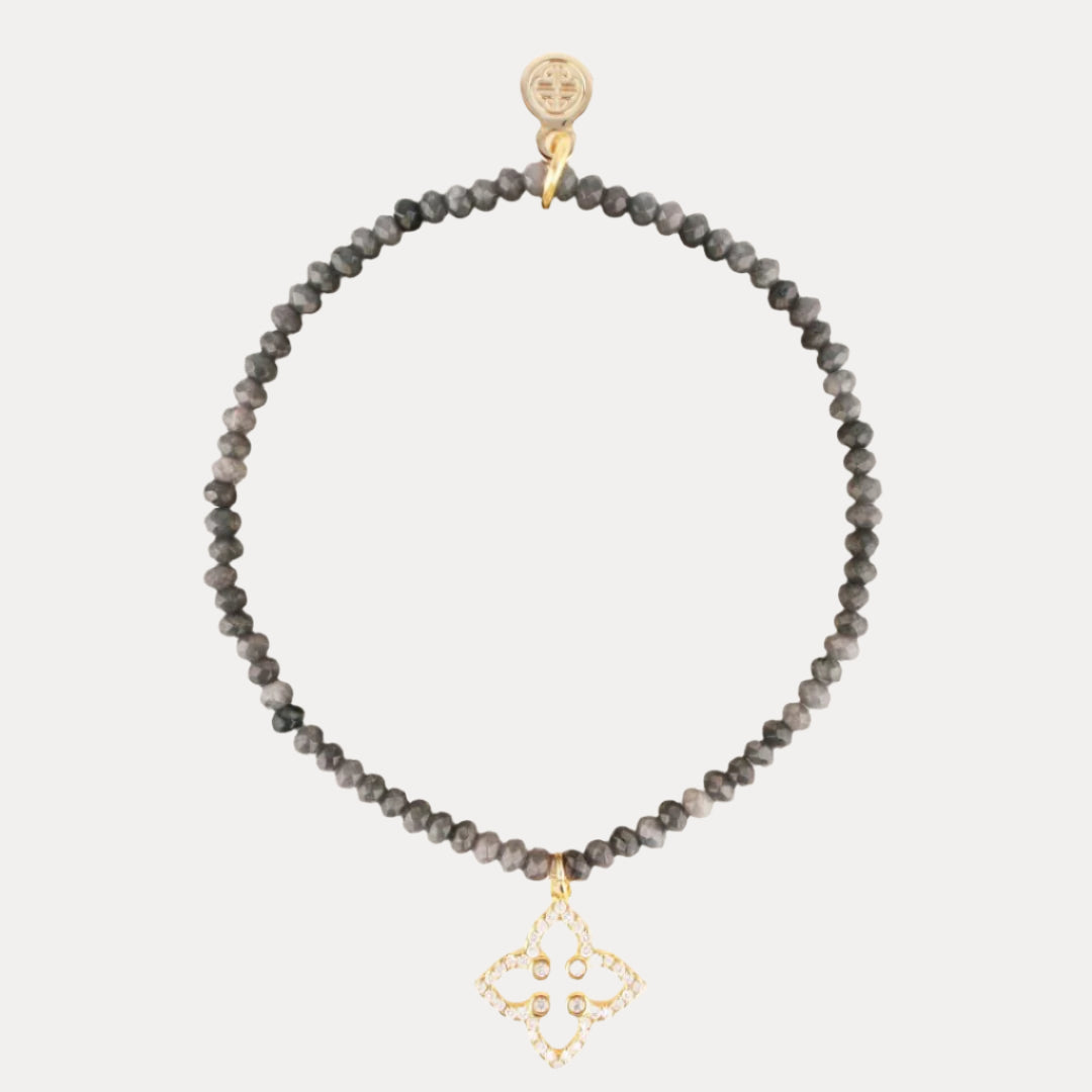 Luna Bracelet - Graphite With Crest Charm
