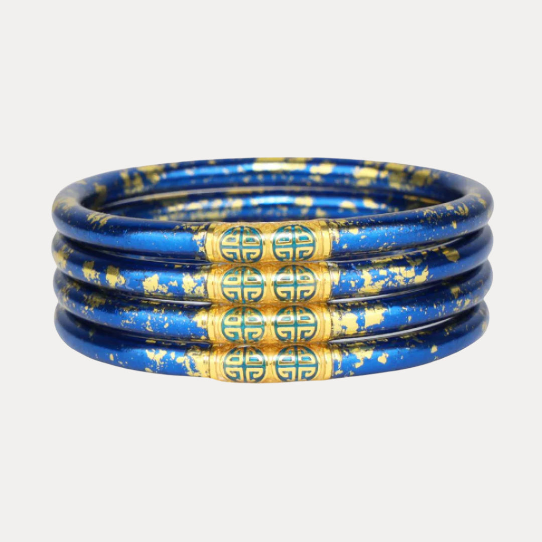 KOI Saffir Cobalt Blue All Weather Bangles Bracelet - Set of 4 | BuDhaGirl