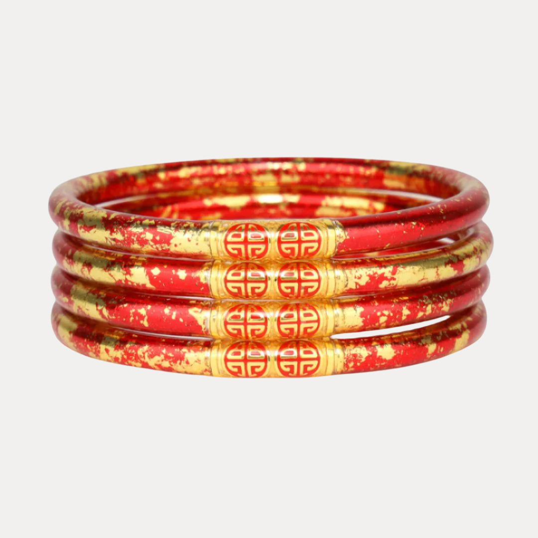 BuDhaGirl KOI Rouge Bangles | Set of 4 | Luxurious Red