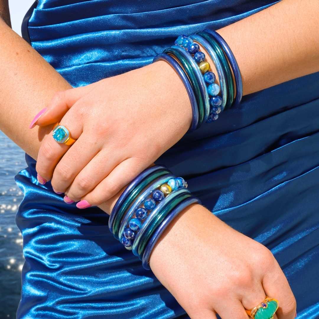 Melange Sapphire Bracelet - Rutilated faceted agate stone beaded bracelet for women