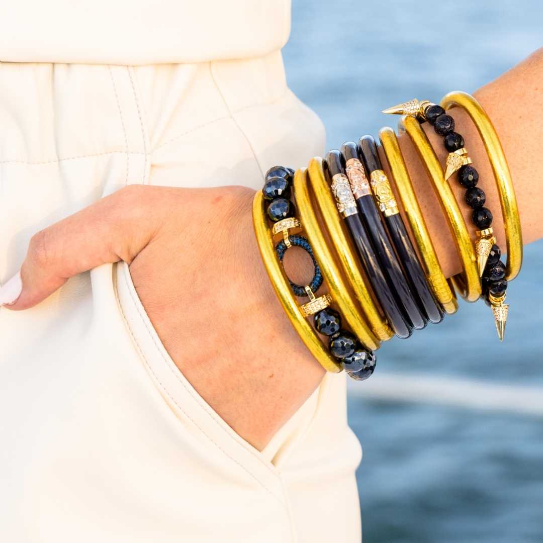 St. Barts Navy Beaded With Crystal Studs Bracelet | BuDhaGirl