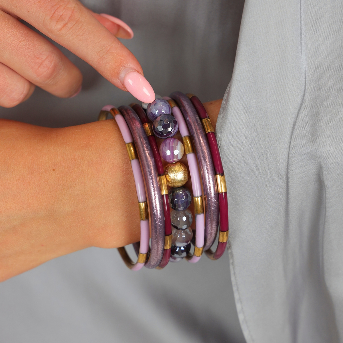 a person wearing bracelets