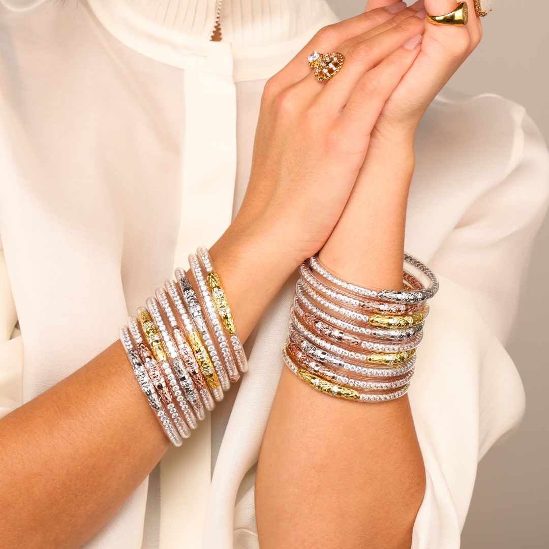 Three Queens All Weather Bangles - Clear Crystal | BuDhaGirl