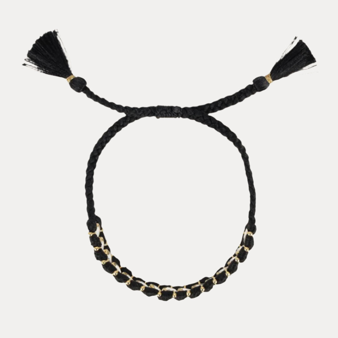 Viv String Bracelet - Black/Crystal | BuDhaGirl