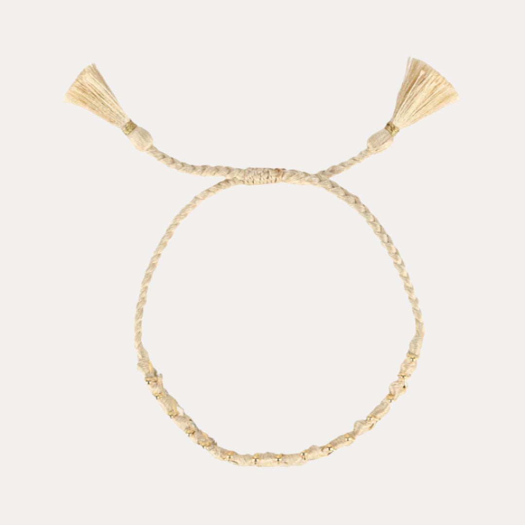 Viv String Bracelet - Ivory/Crystal | BuDhaGirl