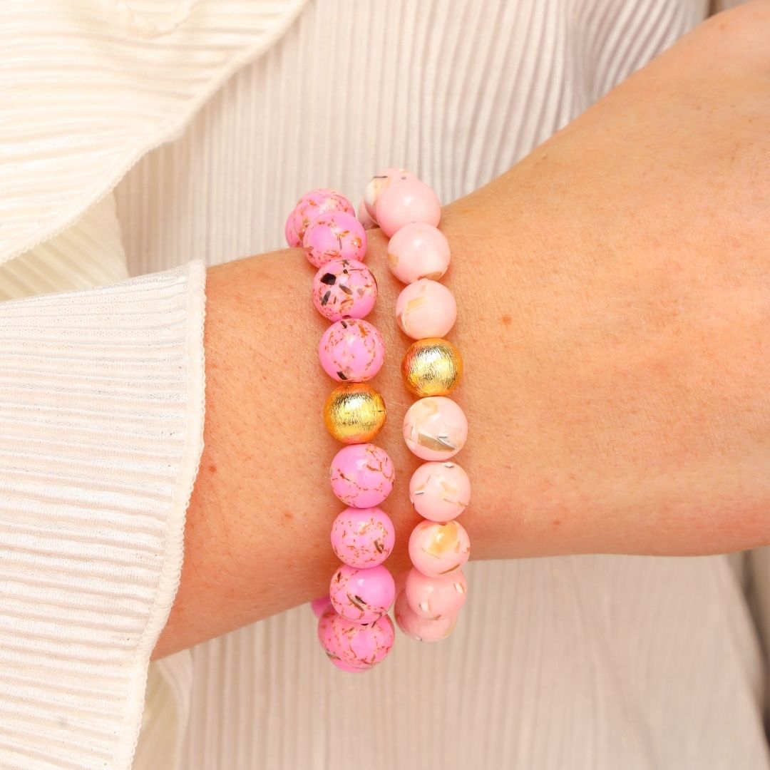 Marble Beaded Bracelet - Blush