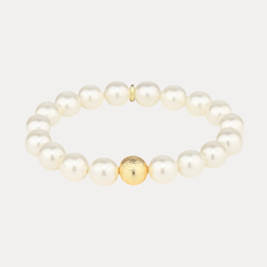 White Pearl Mala Beaded Bracelet