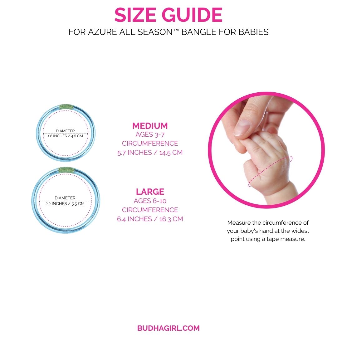 Light Blue Azure All Season Bangle (ASB) for Babies Size Guide | BuDhaGirl