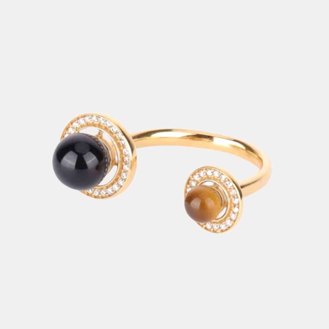 Tiger Eye Gem Stone Mini Orbit Ring | BuDhaGirl