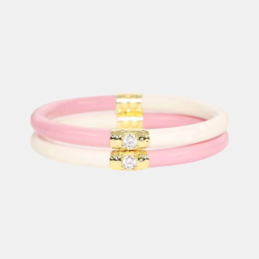 Pink/Ivory Yin & Yang All Weather Bangles® (AWB®) | Bangle Bracelets for Women | BuDhaGirl