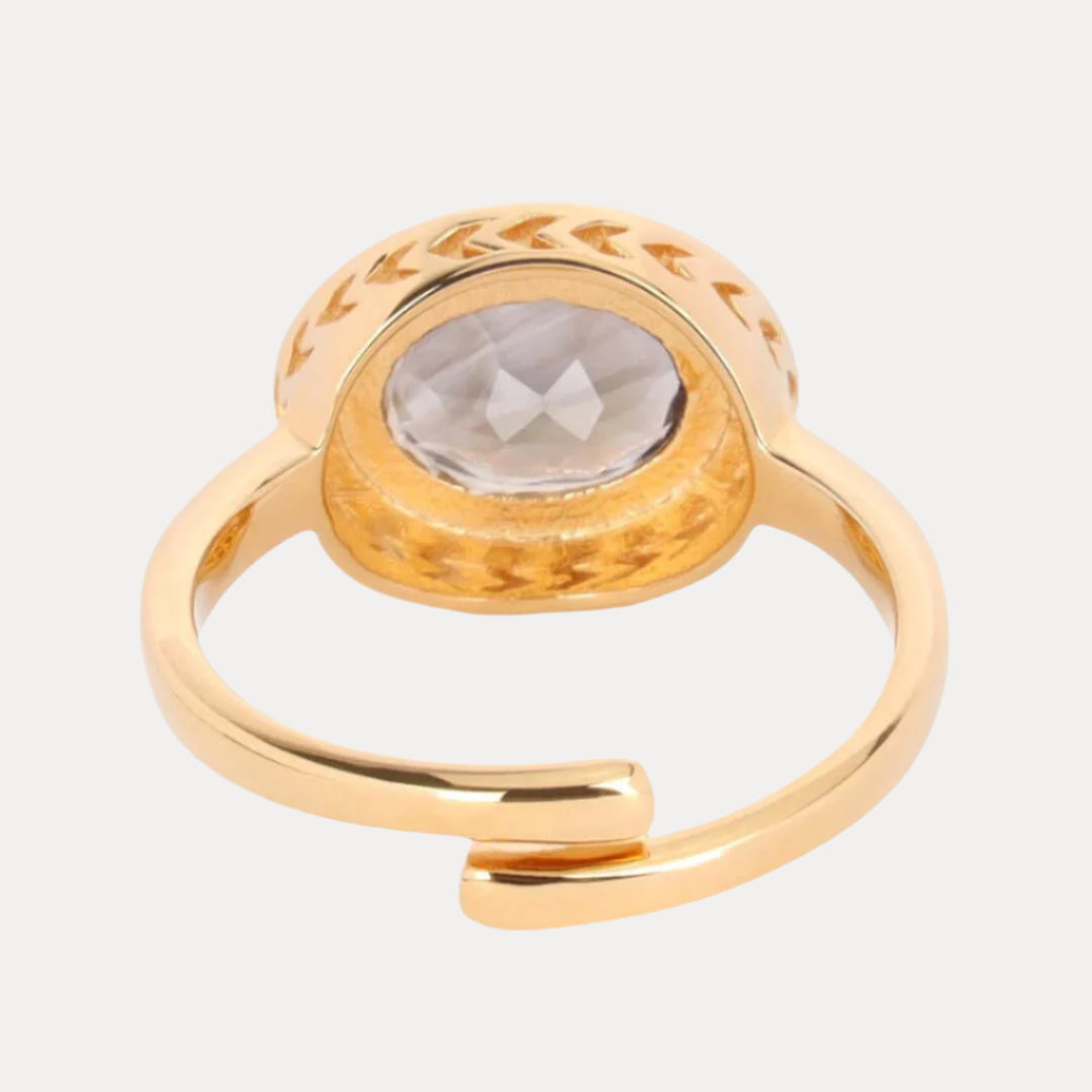 Navy Blue Smokey Crystal Faceted Crystal Cabochon Orb Enamel Bezel Galaxy Ring | BuDhaGirl