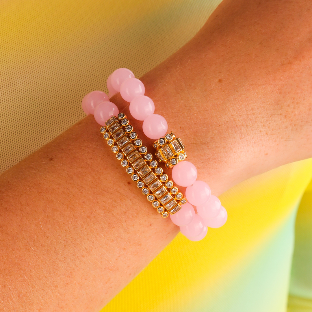 Infinity Rondelle Bracelet - Light Pink