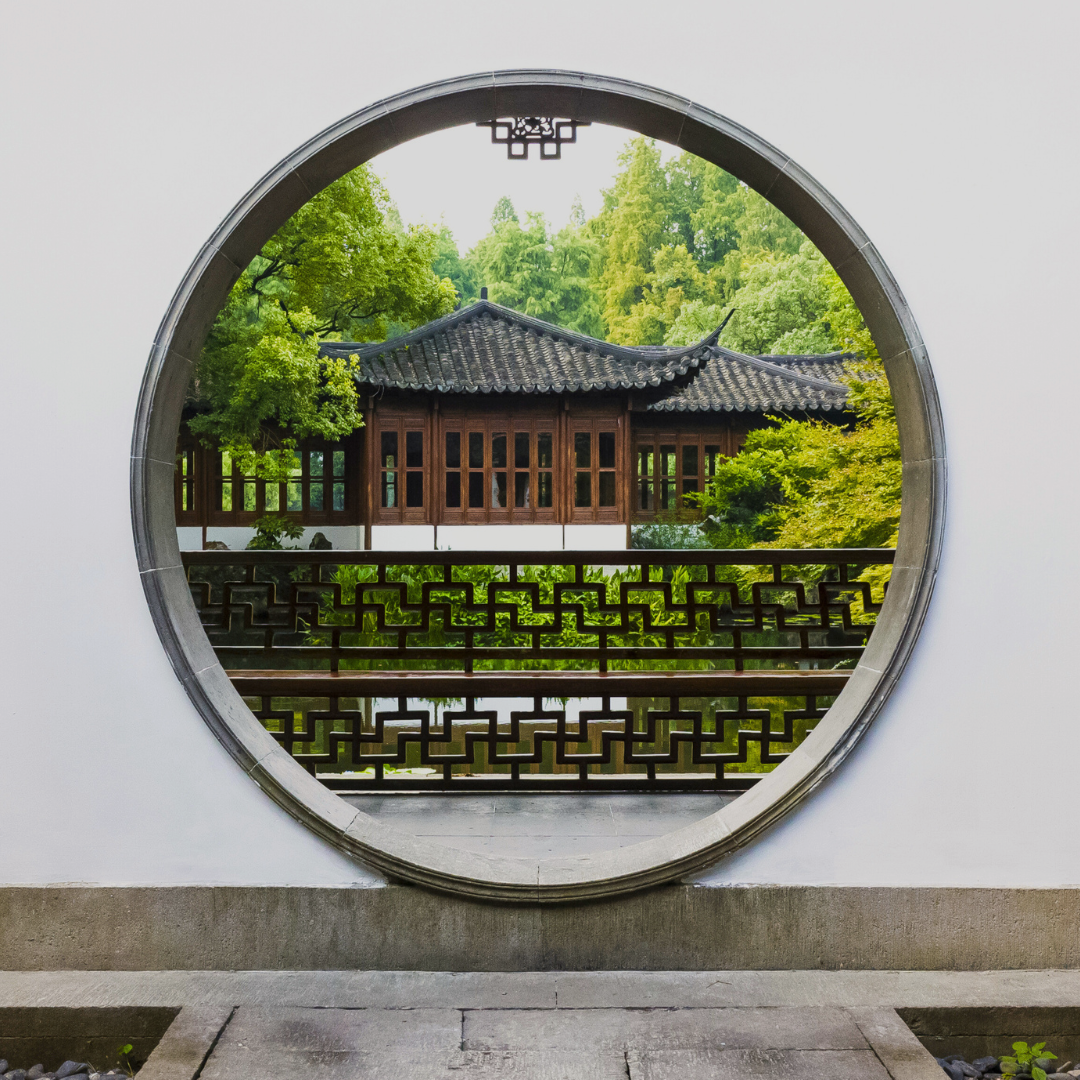 a circular window in a wall