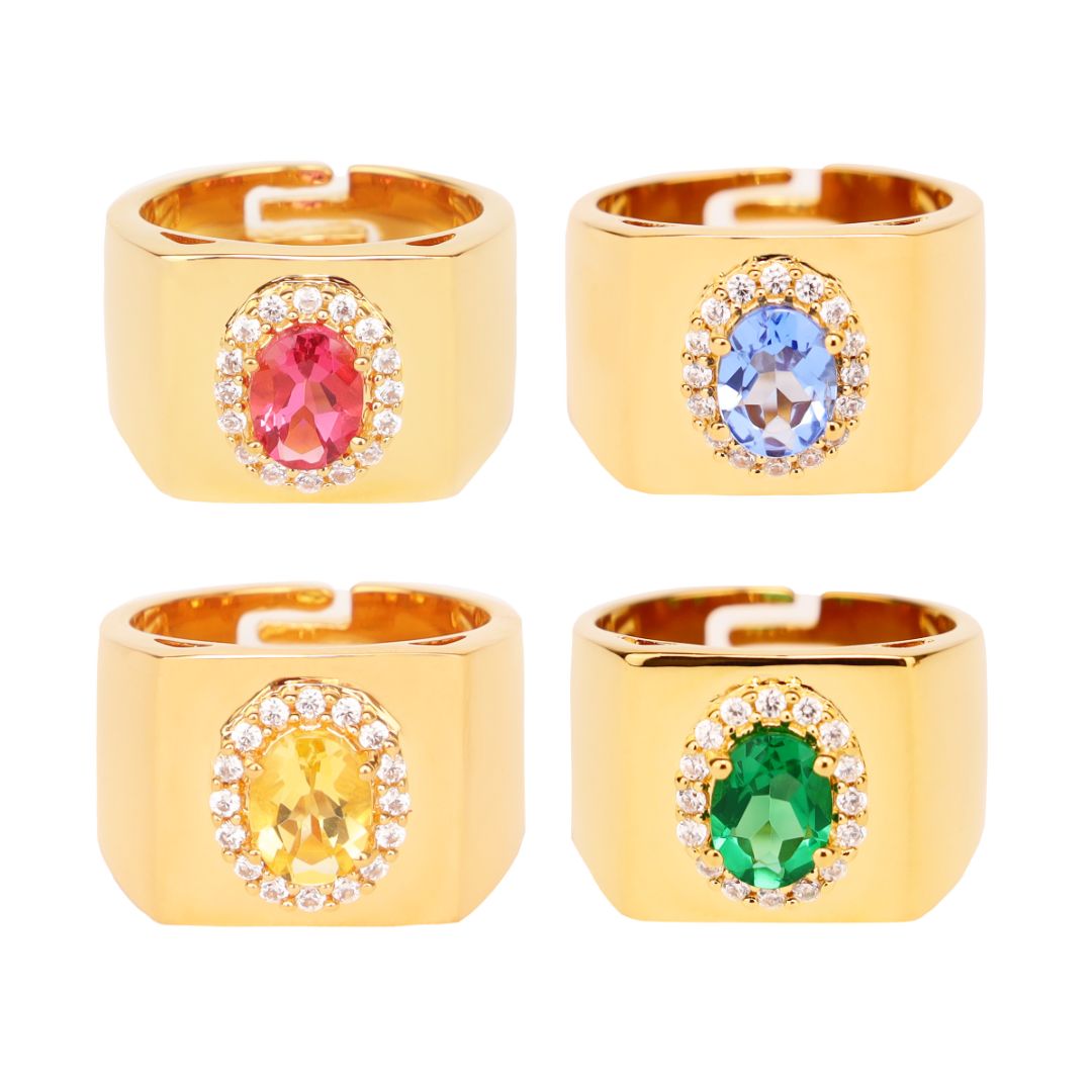 Gold Plated Brass Adjustable Birthday/Birthstone Rings | BuDhaGirl