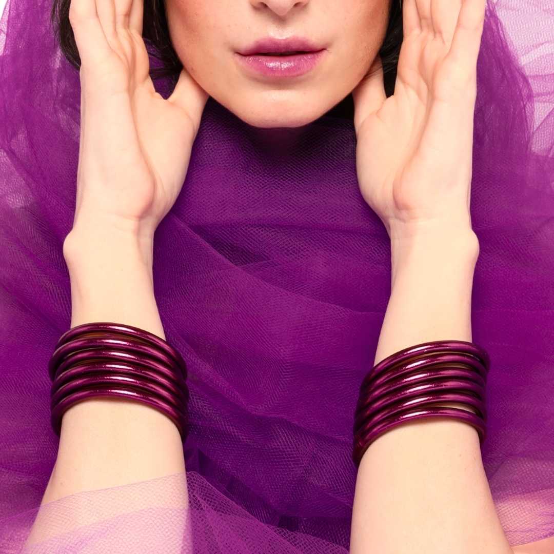 Amethyst All Weather Bangles® (AWB®) - Serenity Prayer | Bangle Bracelets for Women | BuDhaGirl