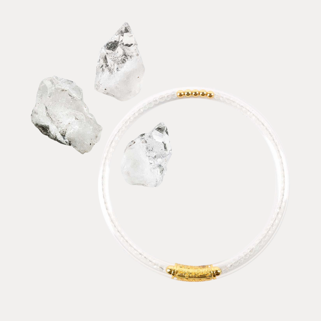 Clear Quartz Luxe All Weather Bangle | BuDhaGirl