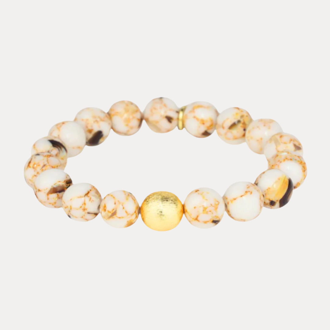 Etoile Marble Beaded Bracelet with Gold Accents | BuDhaGirl®