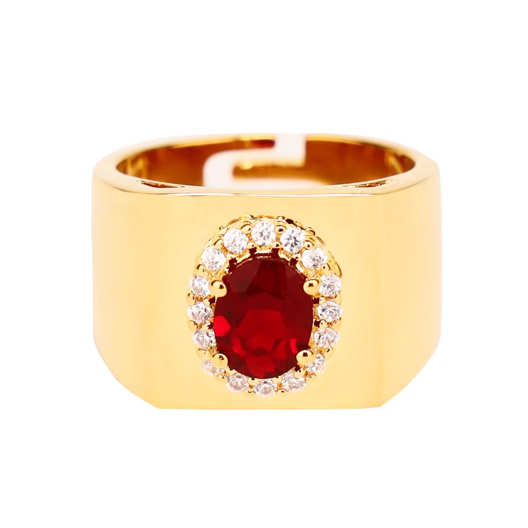 Garnet/White Gold Plated Brass Adjustable Birthday/Birthstone Rings | BuDhaGirl