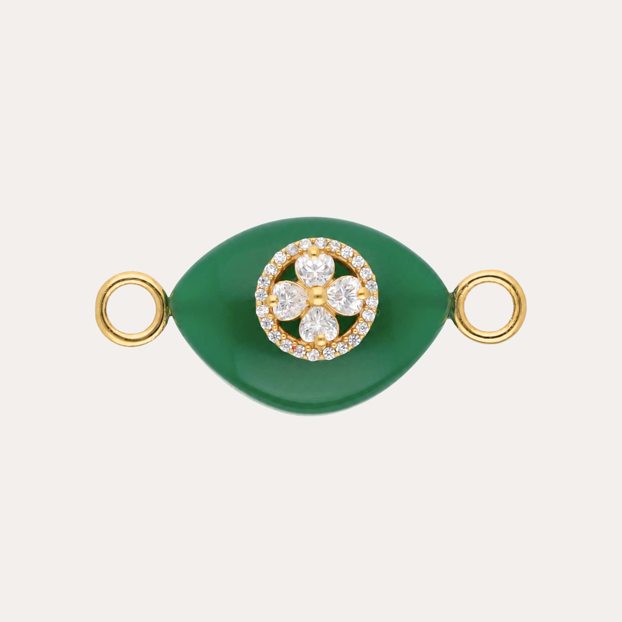 Green Onyx Clover Charm
