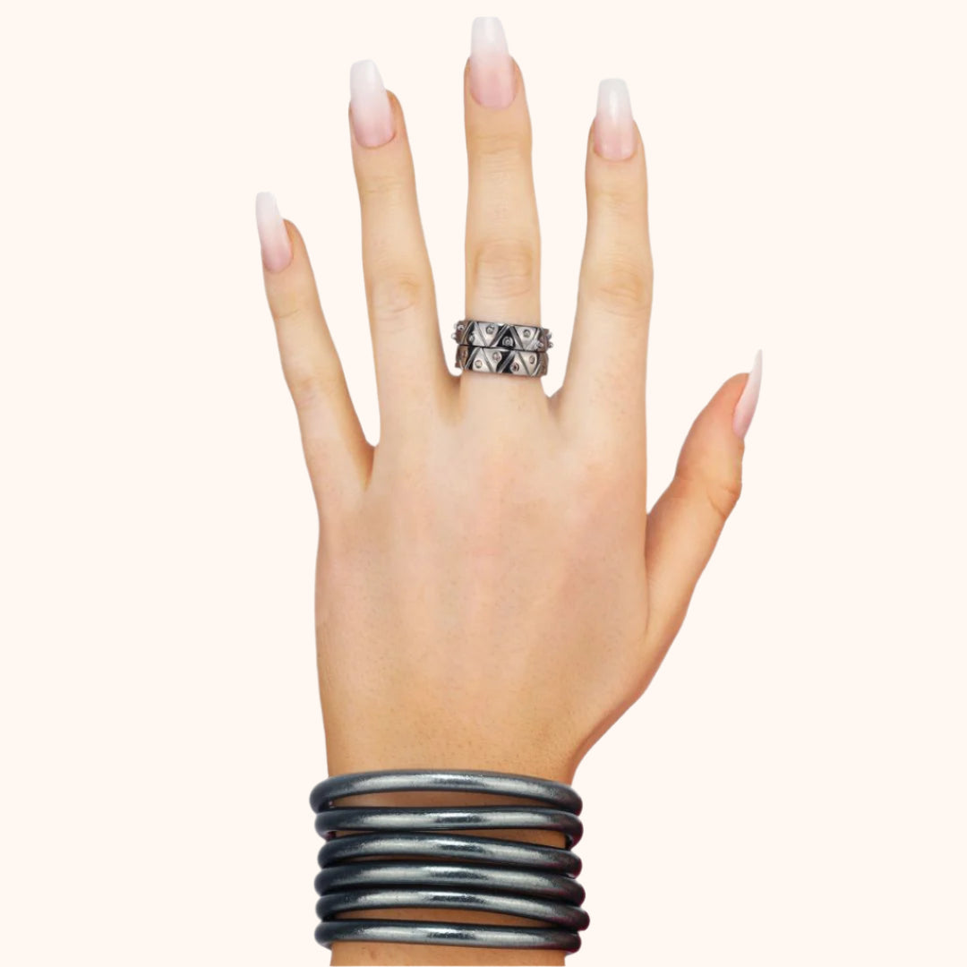 Palladium Dark Gold Plated Brass "Light" Serenity Ring for Women | BuDhaGirl