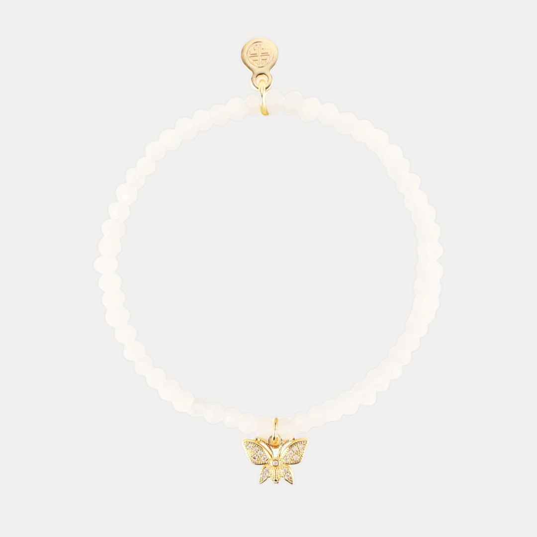 Luna Bracelet - Gardenia With Butterfly Charm | BuDhaGirl