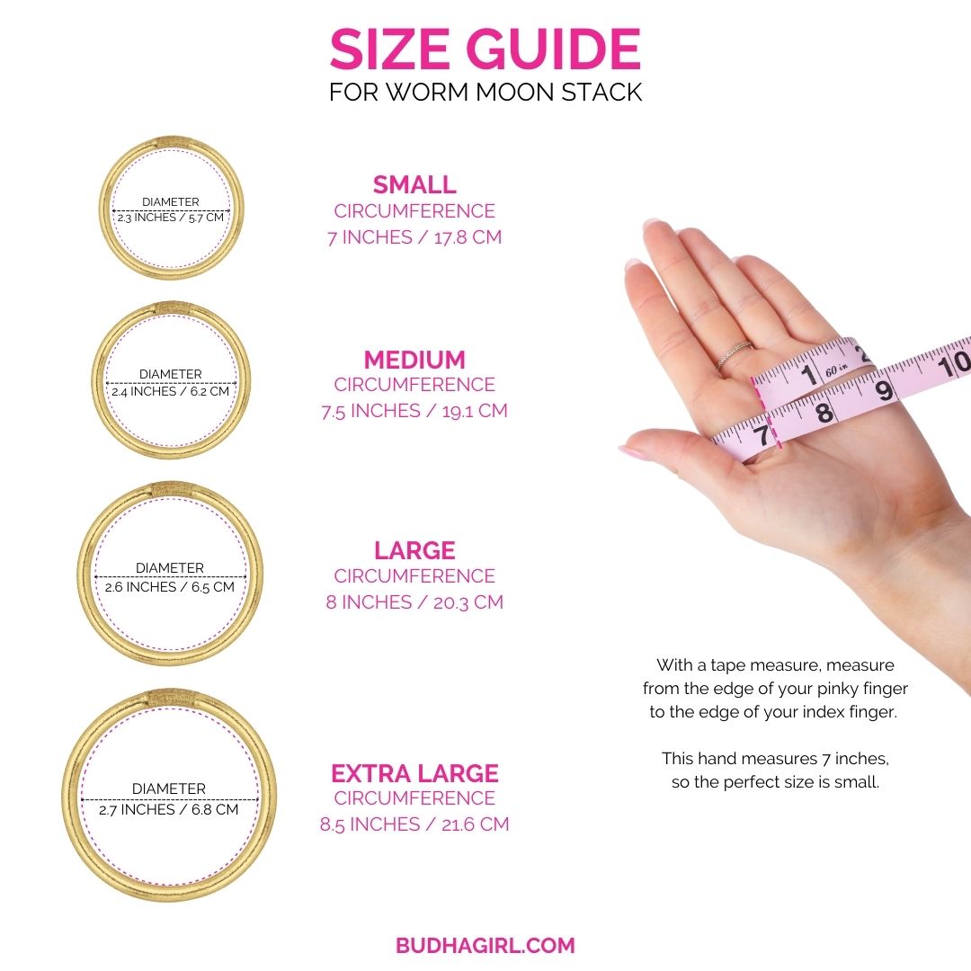 Size Guide for March's Full Moon Bangle Bracelet Stack - The Worm Moon Stack | BuDhaGirl