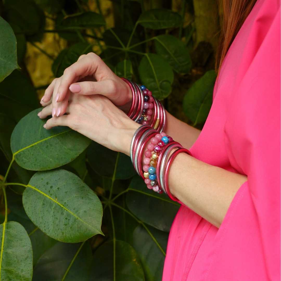 Melange Multi Color Bracelet - Rutilated faceted agate stone beaded bracelet for women