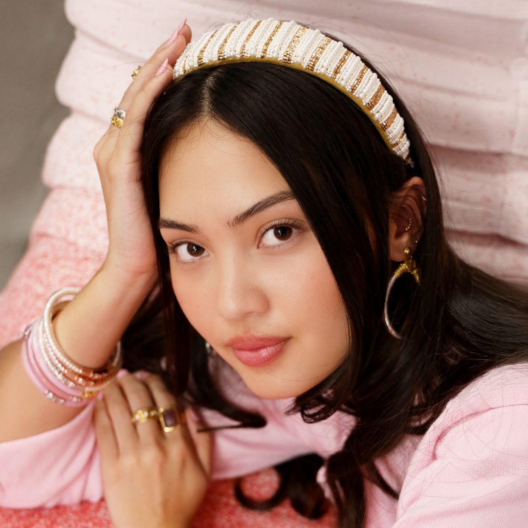 Nisha Cream Beaded Pearl Headband