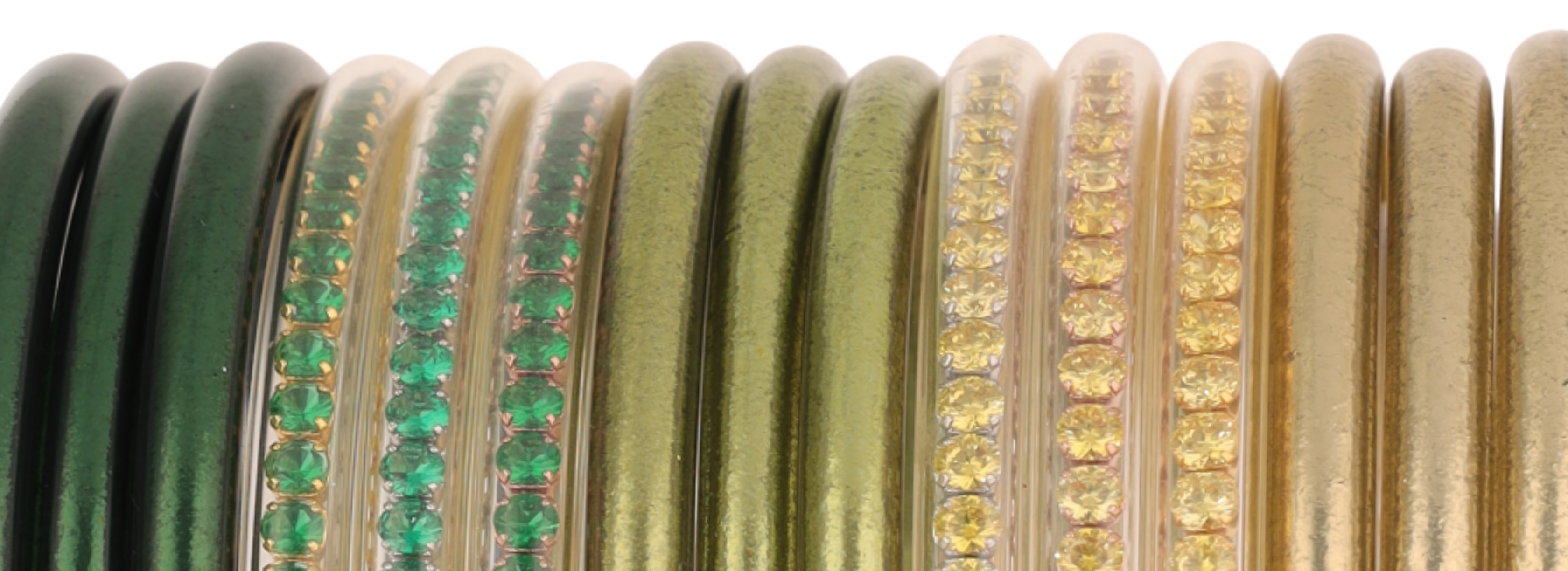 November Green All Weather Bangles Emerald Icons Banner | BuDhaGirl