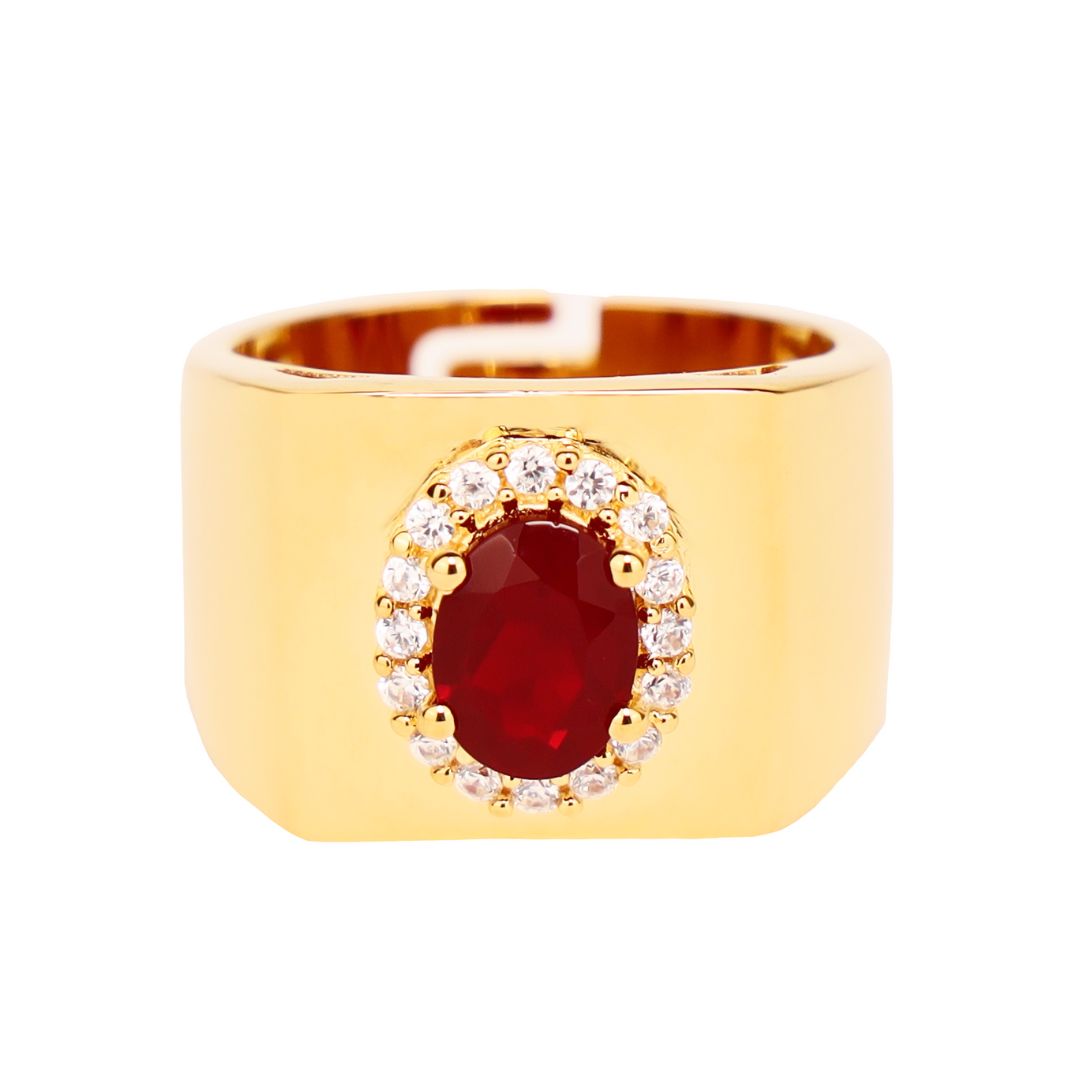 Ruby/White Gold Plated Brass Adjustable Birthday/Birthstone Rings | BuDhaGirl