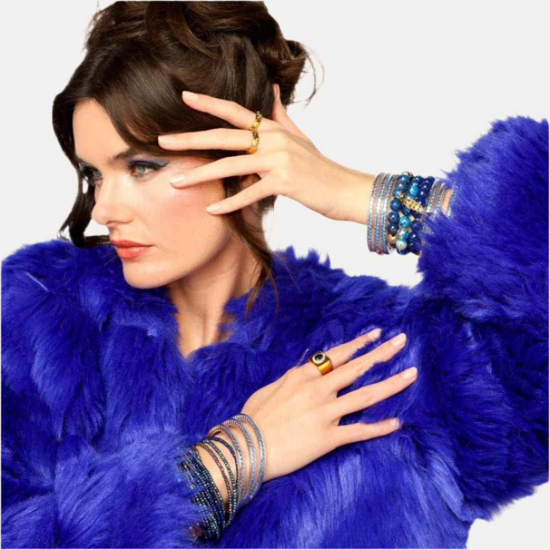 12.01.720.169.SM3,12.01.720.169.MD3,12.01.720.169.LG3,12.01.720.169.XL3, Sapphire Crystal Three Queens All Weather Bangles® | BuDhaGirl