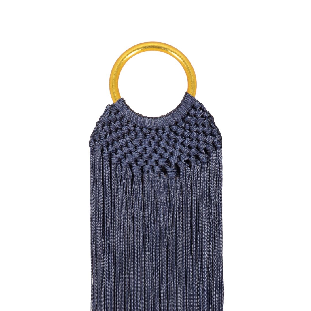 Navy Sophie Macrame Handbag with Gold Bangle Handle | BuDhaGirl