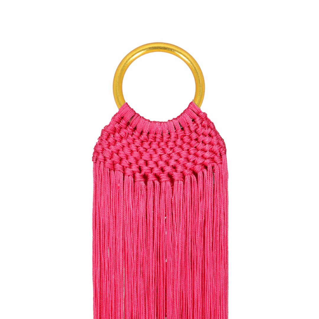 Pink Sophie Macrame Handbag with Gold Bangle Handle | BuDhaGirl