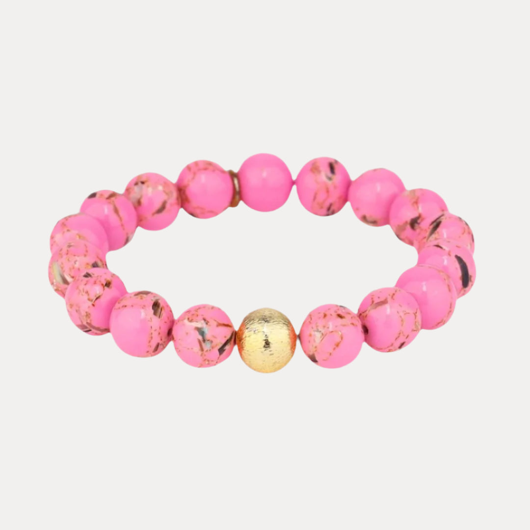 Marble Beaded Bracelet - Pink
