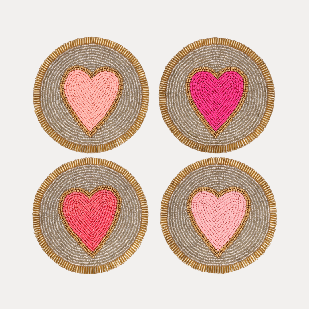 Pink Heart Coasters - Set of 4