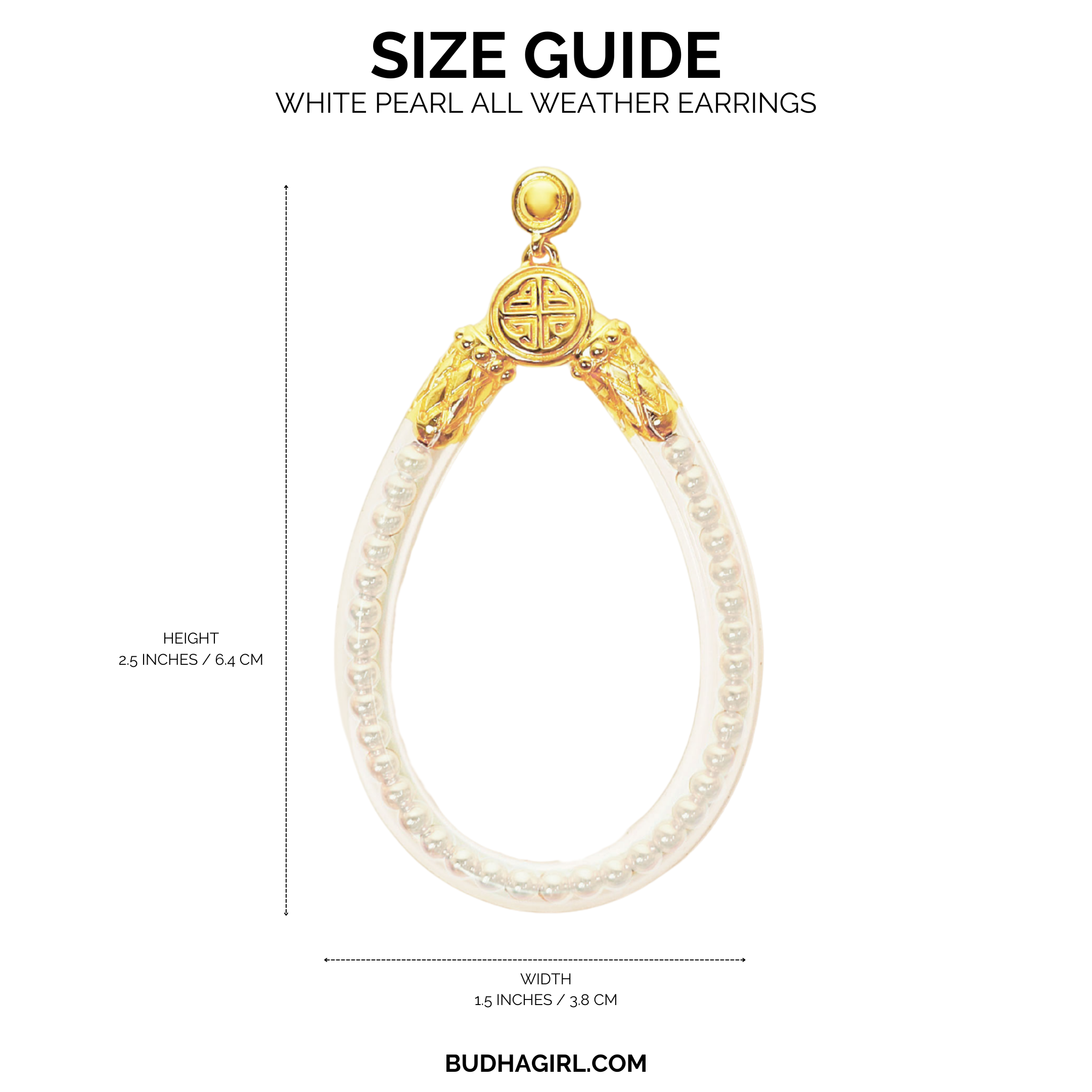 a white and gold oval shaped earring with a gold and white pearl bead