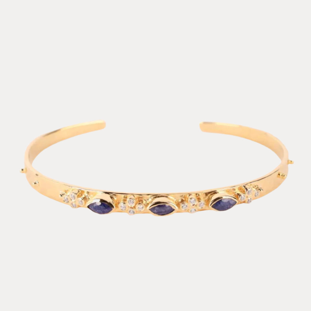 Sapphire Crystal | Gold-Plated Cuff Bracelet  | BuDhaGirl