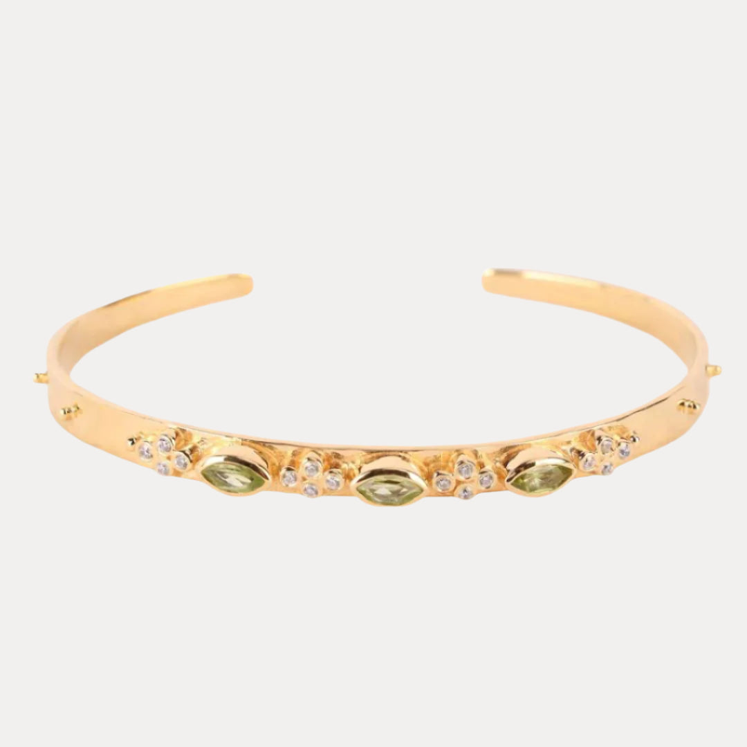 Peridot Crystal | Gold-Plated Cuff Bracelet  | BuDhaGirl