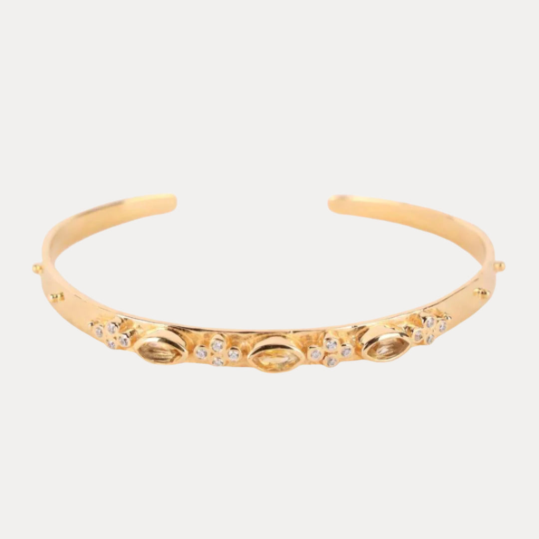 Citrine Crystal | Gold-Plated Cuff Bracelet  | BuDhaGirl