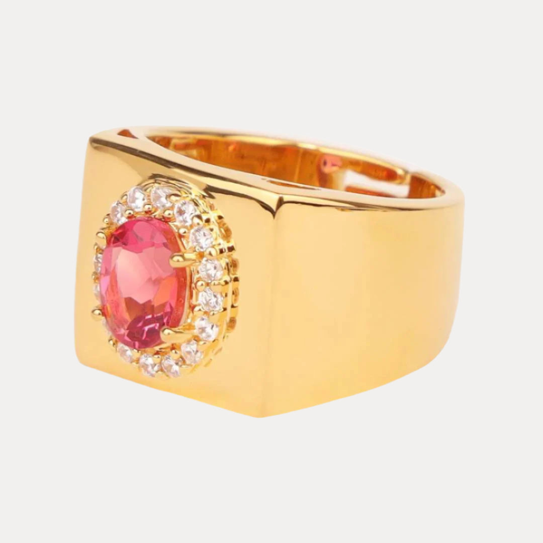 BDG Pink Morganite/White Gold Plated Brass Adjustable Birthday/Birthstone Rings | BuDhaGirl