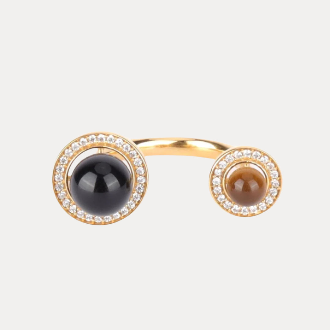 Tiger Eye Gem Stone Mini Orbit Ring | BuDhaGirl