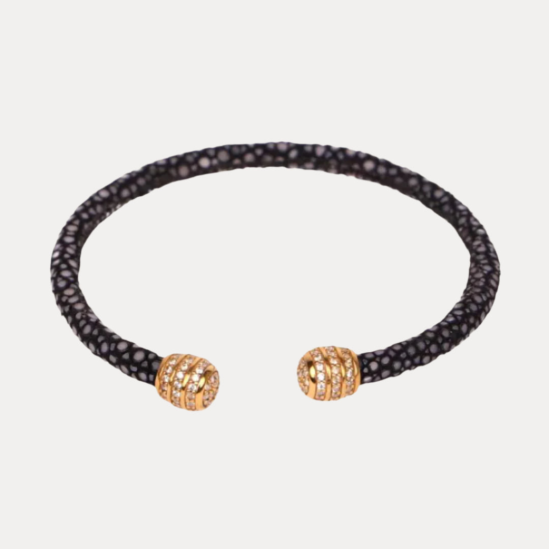 Iman Slim Stingray Cuff With Gold Studded End Caps | BuDhaGirl